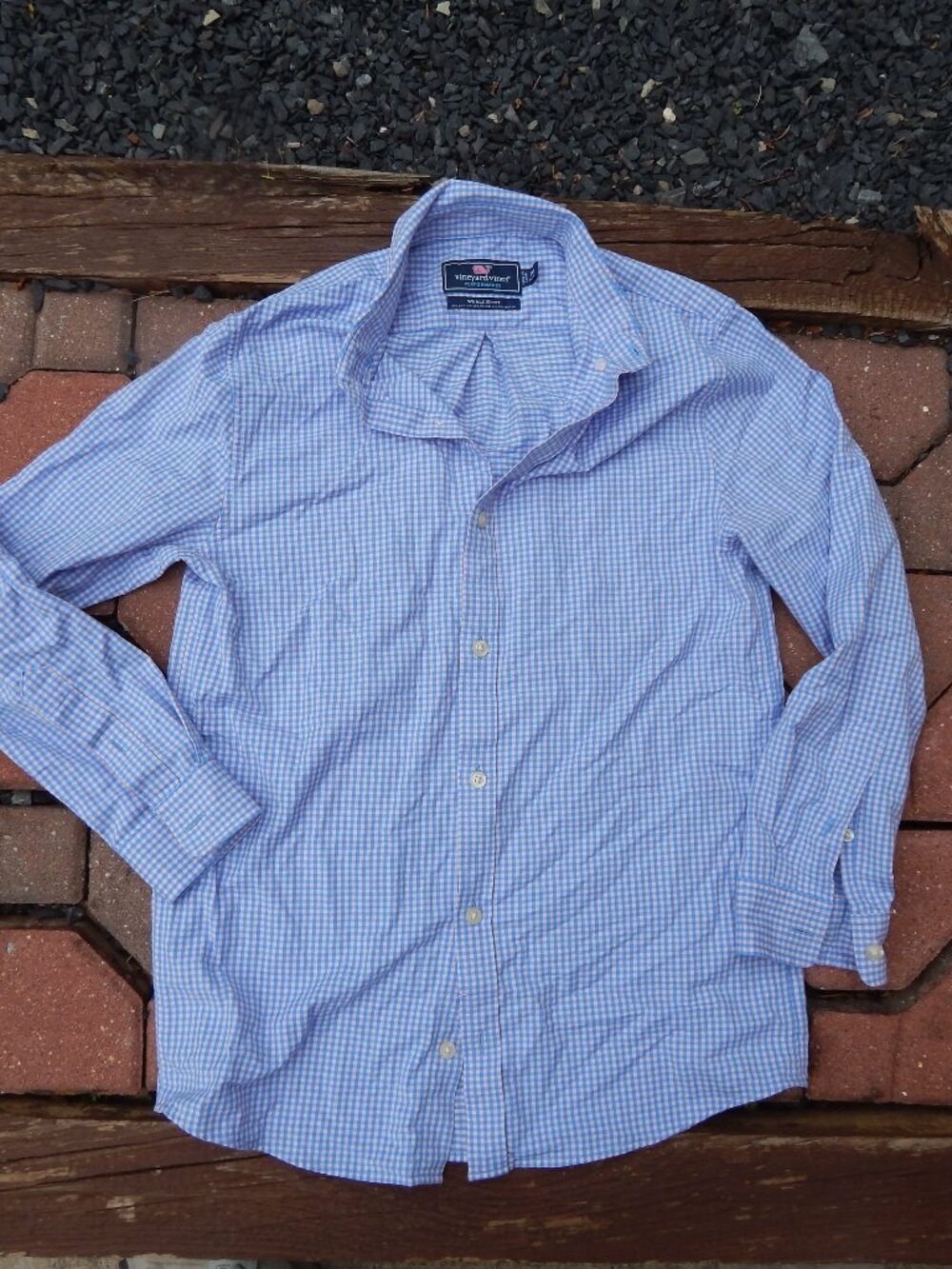 Vineyard Vines Boys Button Front Shirt Size Medium (12-14) Whale Shirt